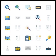 25 pc icon. Vector illustration pc set. search and keyboard icons for pc works