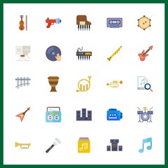25 musical icon. Vector illustration musical set. oboe and music album icons for musical works