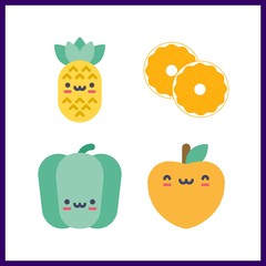 4 slice icon. Vector illustration slice set. orange and peach icons for slice works