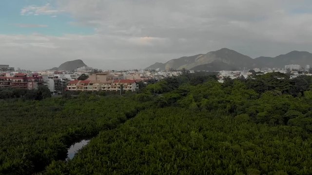 Recreio dos Bandeirantes, Brazil, Rio de Janeiro, from laggon to the 
building