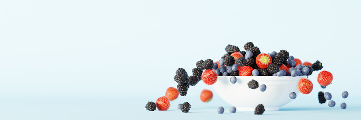 Fruits of the forest background, ultra realistic 3d rendering