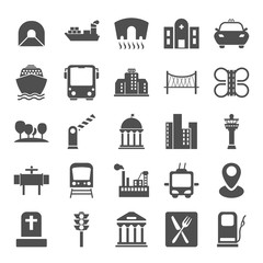 City infrastructure simple icons set for web and mobile design