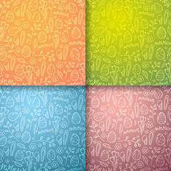 Set of Happy Easter banners. Easter Eggs. Doodle hand draw background. Vector illustration.