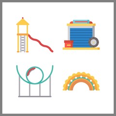 4 roller icon. Vector illustration roller set. garage and roller coaster icons for roller works