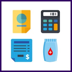 4 account icon. Vector illustration account set. invoice and stats icons for account works