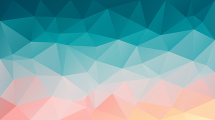 Obraz premium vector abstract irregular polygon background - triangle low poly pattern - blue gree teal turquoise and salmon pink orange color