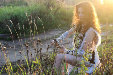 girl clothes amazon nature sunset