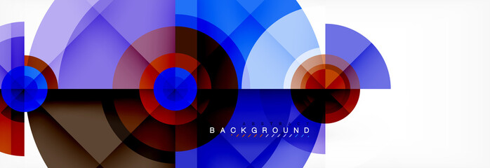 Obraz premium Minimal geometric circles and triangles abstract background, techno modern design, poster template