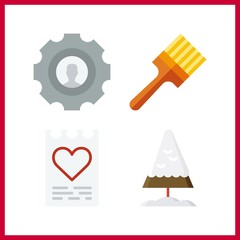 4 decor icon. Vector illustration decor set. settings and painted icons for decor works