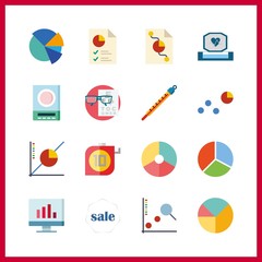 16 chart icon. Vector illustration chart set. cardiogram and sale icons for chart works