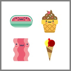 4 snack icon. Vector illustration snack set. ice cream and ice cream ball icons for snack works