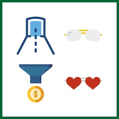 4 vision icon. Vector illustration vision set. funnel and tunnel icons for vision works