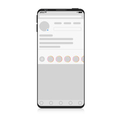 New Mock up of camera app, photo, image gallery or social network on Smartphone, mobile realistic style. Flat design, vector illustration. White background. EPS 10