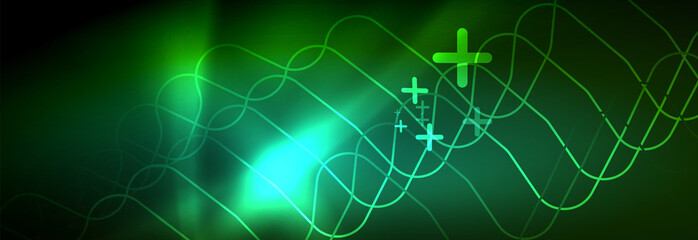 Shiny neon lights background, techno design, modern wallpaper for your project