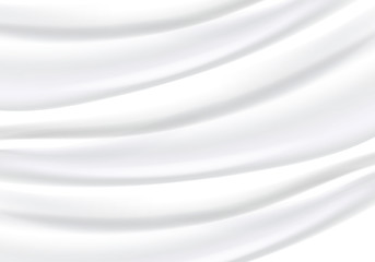 White silk satin background smooth texture background. Beautiful White Silk. Drapery Textile Background, Vector Illustration.