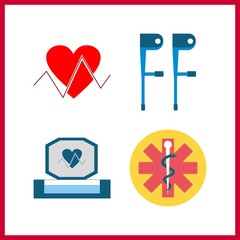 4 illness icon. Vector illustration illness set. cardiogram and pharmacy icons for illness works