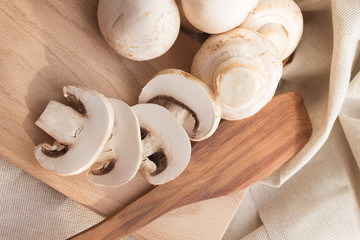 fresh mushrooms on a board