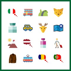 16 europe icon. Vector illustration europe set. double decker and tram icons for europe works