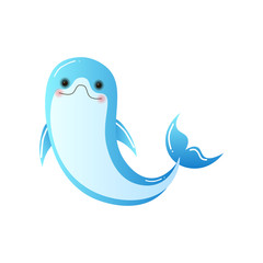 Bottlenose smart dolphin smile looking at viewer isolated on white background