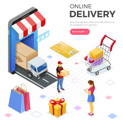 Internet Shopping Online Delivery Isometric Concept