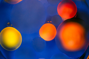 orange and yellow circles on blue background