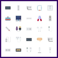 25 cable icon. Vector illustration cable set. usb cable and usb icons for cable works