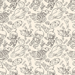 space, seamless_6_illustration of pattern decoration and design background in the style of childrens drawings