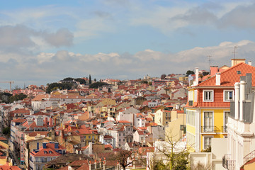 Fototapeta na wymiar View on the roofs of Lisbon