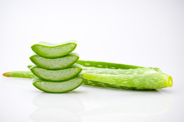 Aloe vera slice on white background