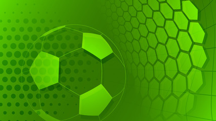 Football or soccer background with big ball in green colors