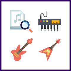 4 performer icon. Vector illustration performer set. electric guitar and piano icons for performer works