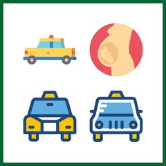 4 waiting icon. Vector illustration waiting set. taxi and pregnancy icons for waiting works