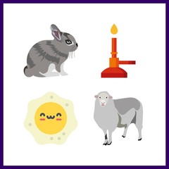 4 farm icon. Vector illustration farm set. rabbit and sheep icons for farm works