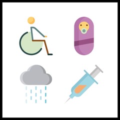 4 child icon. Vector illustration child set. disable and motherhood icons for child works