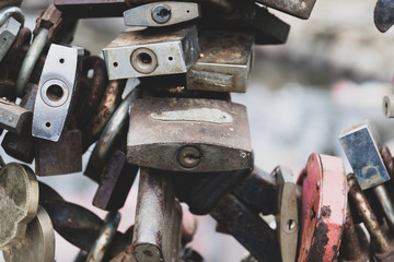 closeup old rusty locks