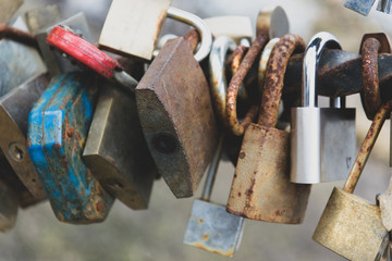 closeup old rusty locks