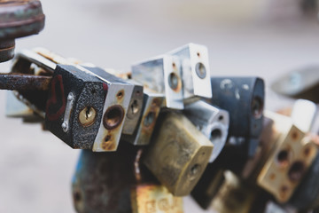 closeup old rusty locks