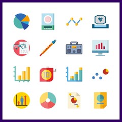 16 chart icon. Vector illustration chart set. snellen chart and stats icons for chart works