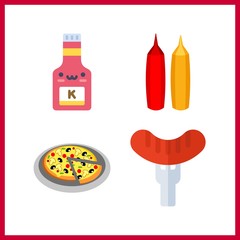 4 sauce icon. Vector illustration sauce set. ketchup and pizza icons for sauce works