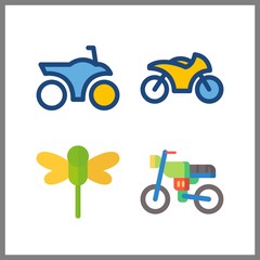 4 wallpaper icon. Vector illustration wallpaper set. dragonfly and motorbike icons for wallpaper works