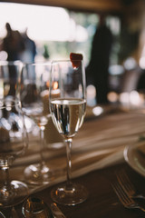 glasse of wine on table