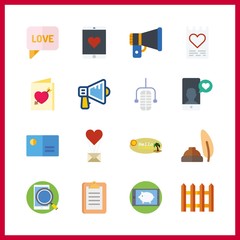 16 message icon. Vector illustration message set. business card and notepad icons for message works