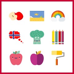 9 vibrant icon. Vector illustration vibrant set. apple and rainbow icons for vibrant works