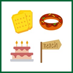 4 baked icon. Vector illustration baked set. pilon and wedding cake icons for baked works
