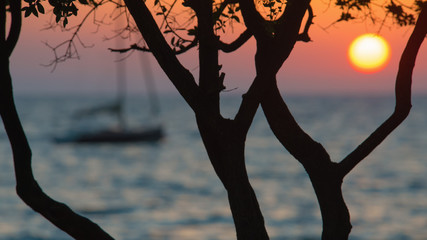 Sonnenuntergang mit  Silhouetten
