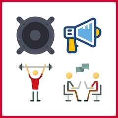 4 speech icon. Vector illustration speech set. training and megaphone icons for speech works