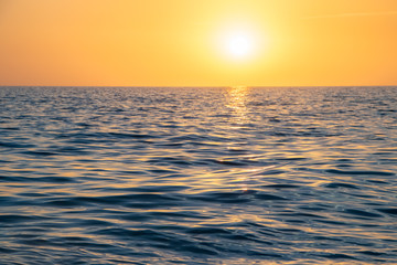 Peaceful sunset over Gulf of Mexico during clear evening 