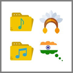 4 indian icon. Vector illustration indian set. india and native american icons for indian works