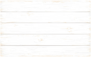 Realistic white painted shabby wooden background: wide horizontal planks. Hand drawn, no trace.