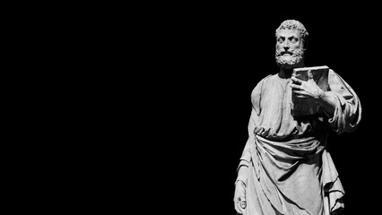 Saint Peter patron of Rome  (Black and White with copy space)